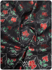 Black Laal Jaba Mulberry Silk Ikat Sari