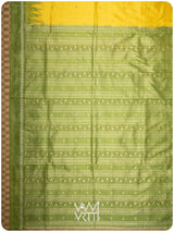 Yellow Sap Green Ek Rudraksha Prakritik Haldi Mulberry Leaf Natural Dyed Mulberry Silk Ikat Saree
