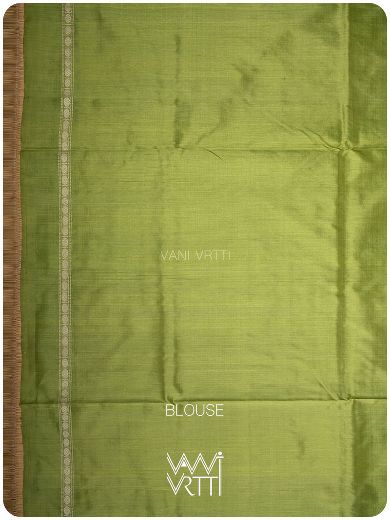 Yellow Sap Green Ek Rudraksha Prakritik Haldi Mulberry Leaf Natural Dyed Mulberry Silk Ikat Saree