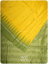 Yellow Sap Green Ek Rudraksha Prakritik Haldi Mulberry Leaf Natural Dyed Mulberry Silk Ikat Saree