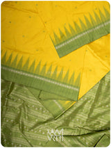 Yellow Sap Green Ek Rudraksha Prakritik Haldi Mulberry Leaf Natural Dyed Mulberry Silk Ikat Saree