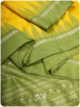 Yellow Sap Green Ek Rudraksha Prakritik Haldi Mulberry Leaf Natural Dyed Mulberry Silk Ikat Saree