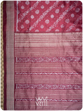 Burgundy Pink Mehendi Bail Phool Prakritik Lac Natural Dyed Mulberry Silk Ikat Saree