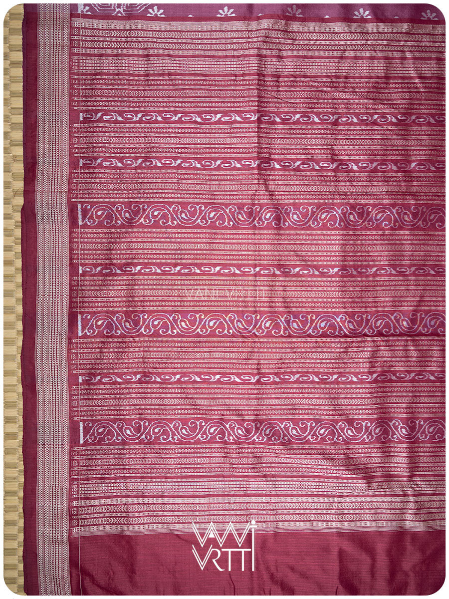 Plum Pink Daisy GulBahaar Phool Prakritik Lac Natural Dyed Mulberry Silk Ikat Saree