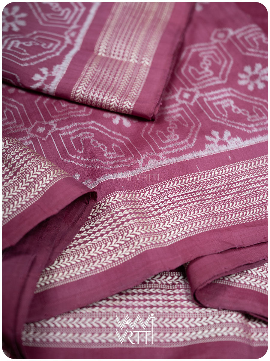 Plum Pink Daisy GulBahaar Phool Prakritik Lac Natural Dyed Mulberry Silk Ikat Saree