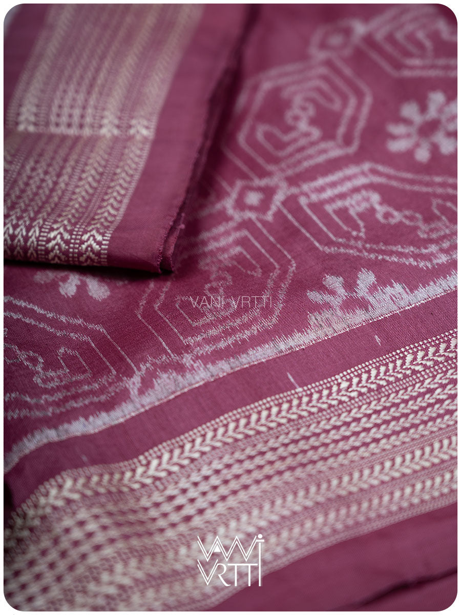 Plum Pink Daisy GulBahaar Phool Prakritik Lac Natural Dyed Mulberry Silk Ikat Saree