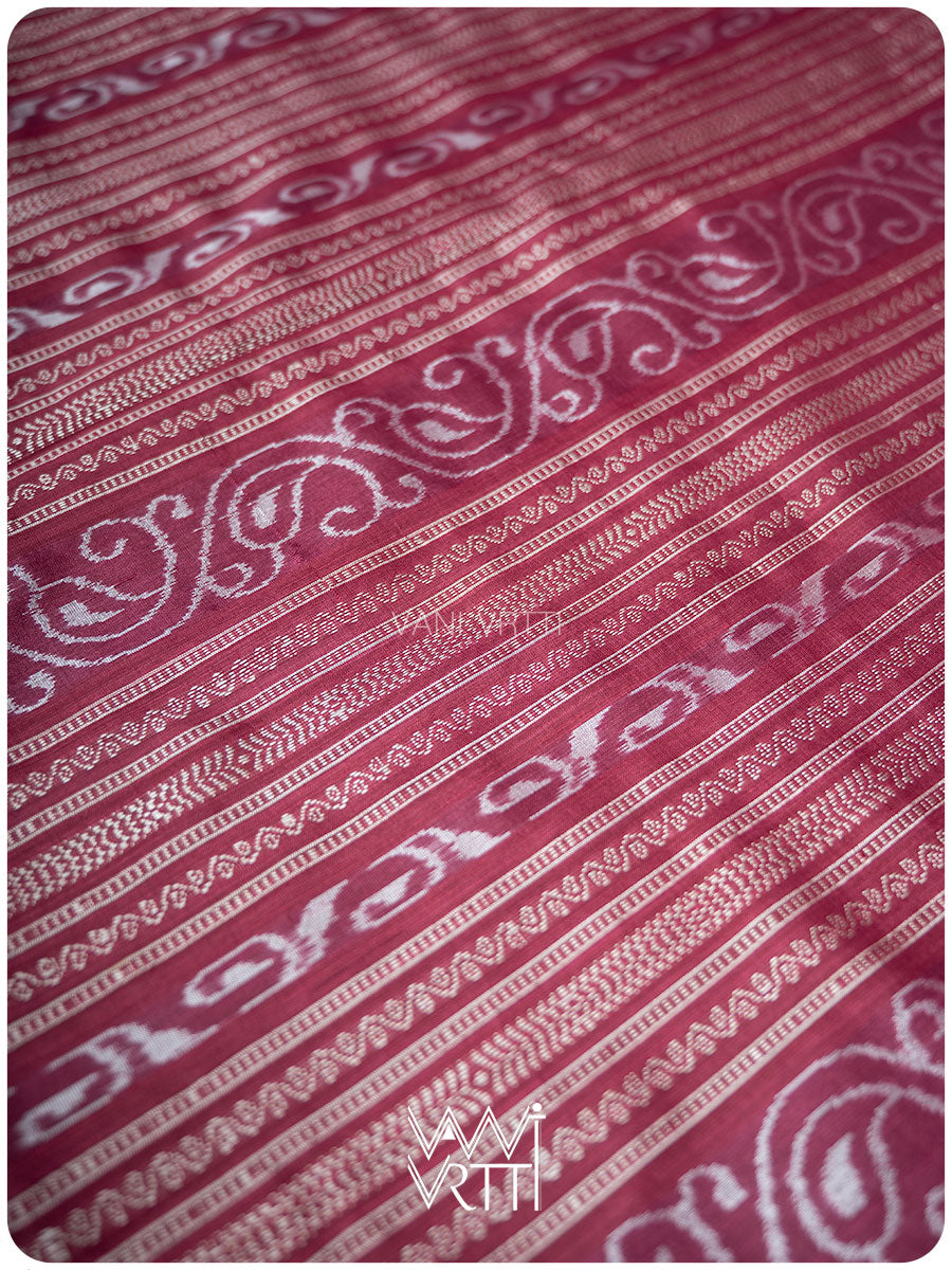 Plum Pink Daisy GulBahaar Phool Prakritik Lac Natural Dyed Mulberry Silk Ikat Saree