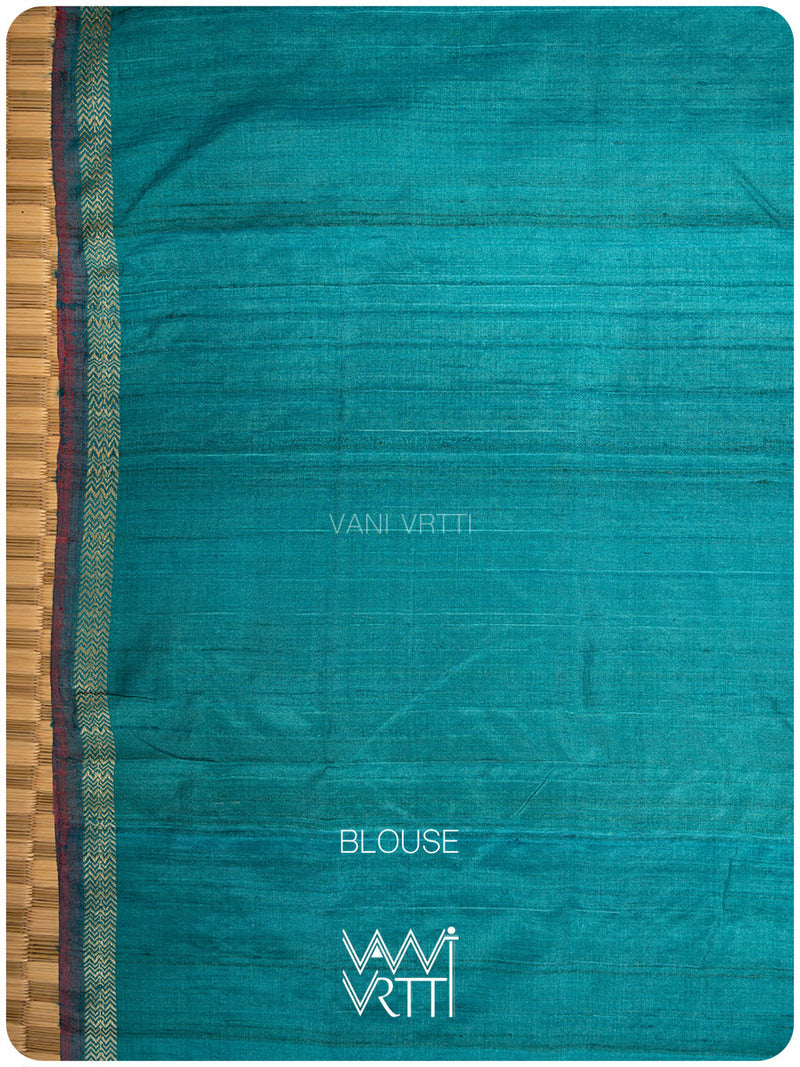 Firozi Aziz Ikat Handspun Tussar Silk Saree
