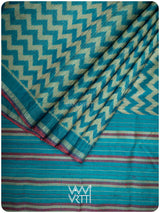 Firozi Aziz Ikat Handspun Tussar Silk Saree