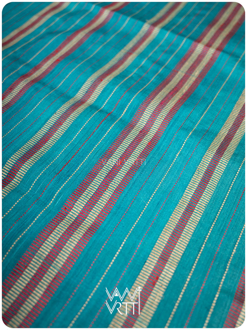 Firozi Aziz Ikat Handspun Tussar Silk Saree