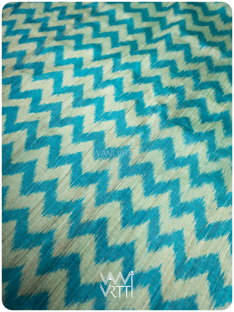 Firozi Aziz Ikat Handspun Tussar Silk Saree