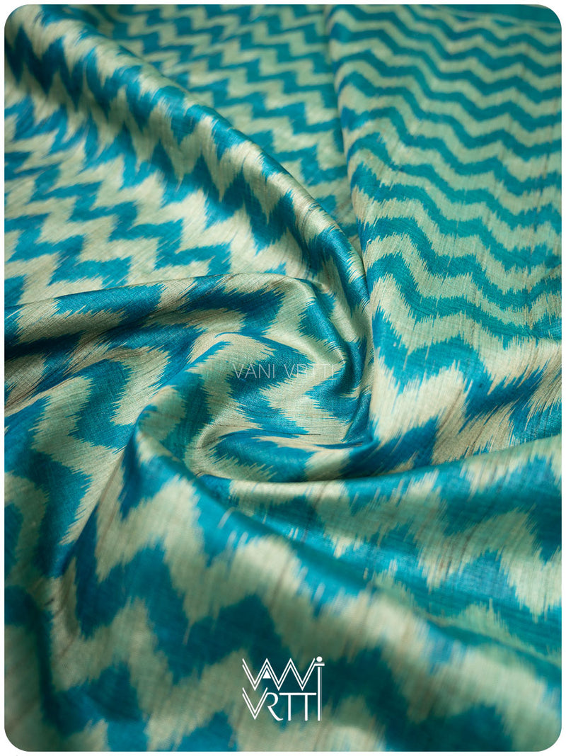 Firozi Aziz Ikat Handspun Tussar Silk Saree