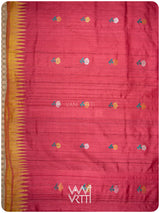 Red Mustard Rust Marigold Wild Garden Master Weave Exclusive Handspun Tussar Silk Saree
