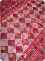 Red Mustard Rust Marigold Wild Garden Master Weave Exclusive Handspun Tussar Silk Saree