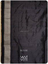 Peepal Narangi Black Prakritik Madder, Haldi & Iron Rust Natural Dyed Mulberry Silk Ikat Saree