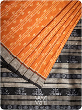 Peepal Narangi Black Prakritik Madder, Haldi & Iron Rust Natural Dyed Mulberry Silk Ikat Saree