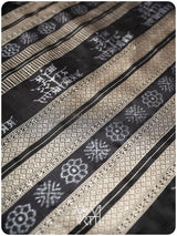 Peepal Narangi Black Prakritik Madder, Haldi & Iron Rust Natural Dyed Mulberry Silk Ikat Saree