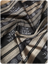 Peepal Narangi Black Prakritik Madder, Haldi & Iron Rust Natural Dyed Mulberry Silk Ikat Saree