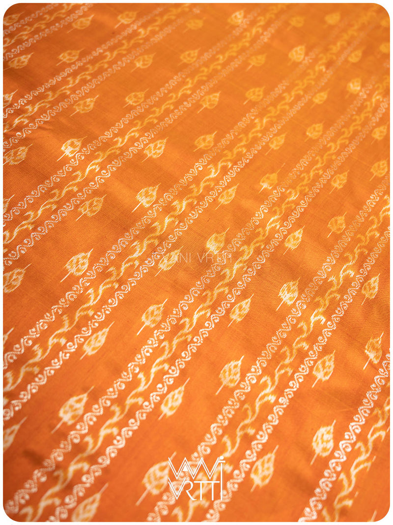 Peepal Narangi Black Prakritik Madder, Haldi & Iron Rust Natural Dyed Mulberry Silk Ikat Saree
