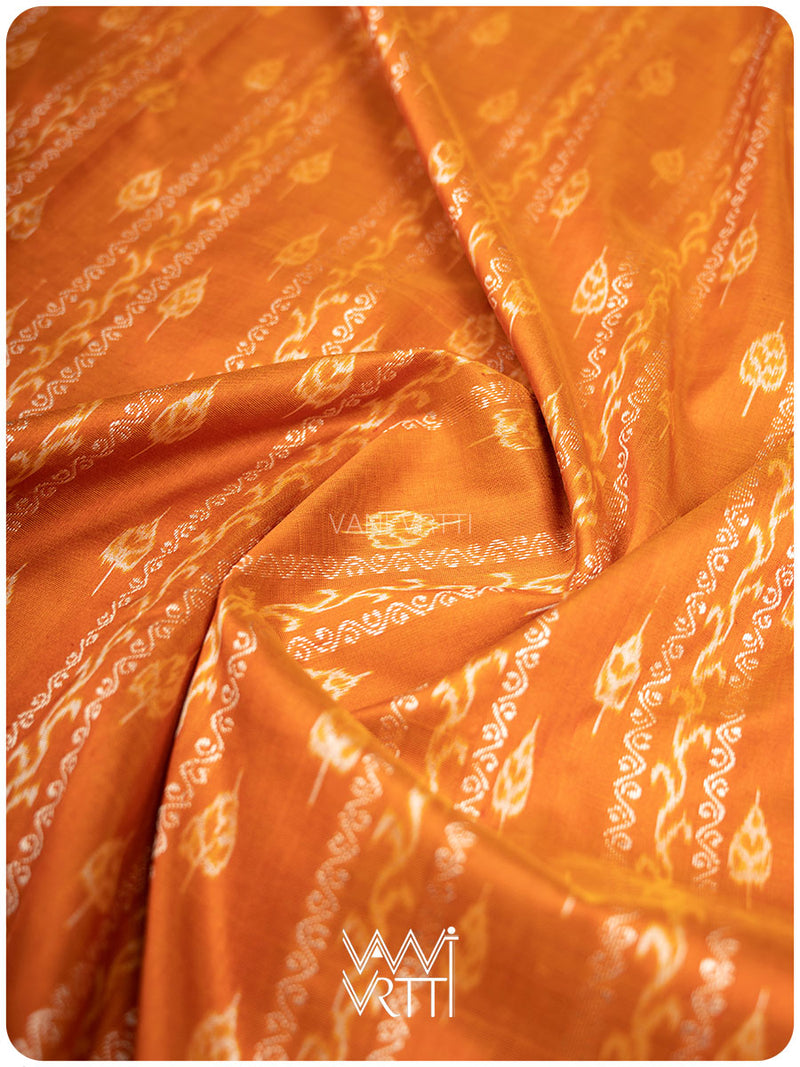 Peepal Narangi Black Prakritik Madder, Haldi & Iron Rust Natural Dyed Mulberry Silk Ikat Saree
