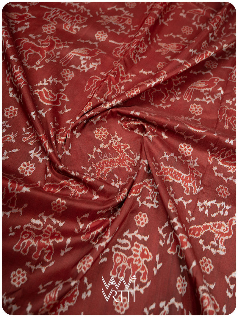 Brick Red Vanya Jeevan Prakritik Madder Natural Dyed Mulberry Silk Ikat Saree