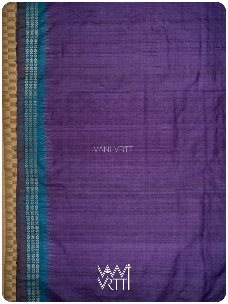 Baingani Firozi Parijat Handspun Tussar Silk Saree