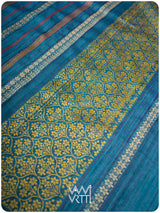 Baingani Firozi Parijat Handspun Tussar Silk Saree