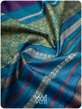Baingani Firozi Parijat Handspun Tussar Silk Saree