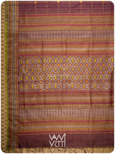 Coffee Brown Matsya Kachhap Checks Handspun Tussar Silk Saree