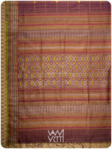 Coffee Brown Matsya Kachhap Checks Handspun Tussar Silk Saree