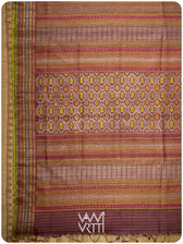Coffee Brown Matsya Kachhap Checks Handspun Tussar Silk Saree