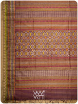 Coffee Brown Matsya Kachhap Checks Handspun Tussar Silk Saree