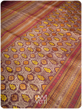Coffee Brown Matsya Kachhap Checks Handspun Tussar Silk Saree