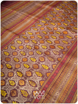 Coffee Brown Matsya Kachhap Checks Handspun Tussar Silk Saree