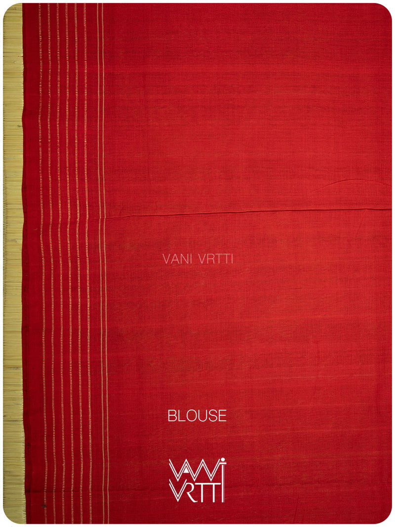 Green Red Lotus Parrot Fine Cotton Ikat Saree