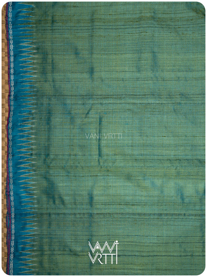 Fern Green Firozi Aarush Handspun Tussar Silk Saree