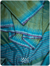 Fern Green Firozi Aarush Handspun Tussar Silk Saree