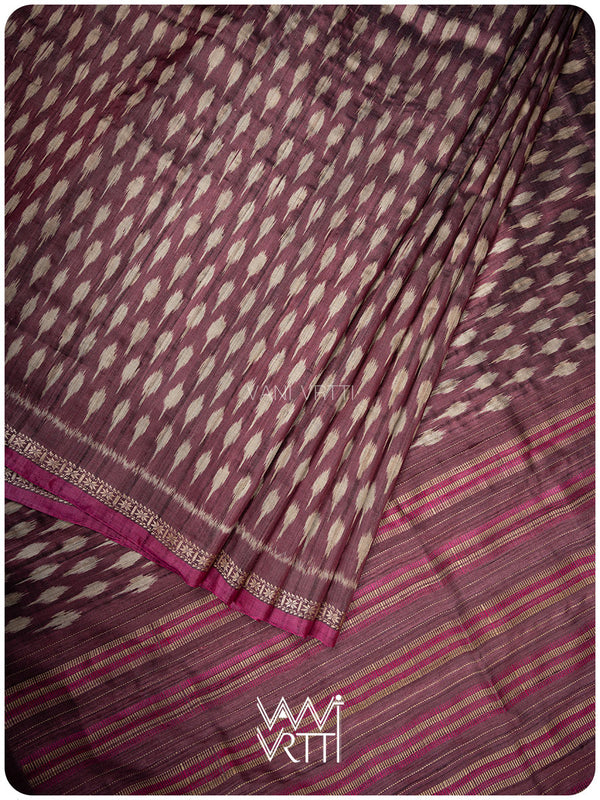 Coffee Brown Kadamba Ikat Handspun Tussar Silk Saree