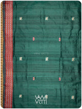 Emerald Green Pink Veena Pani Lata Master Weave Exclusive Handspun Tussar Silk Saree