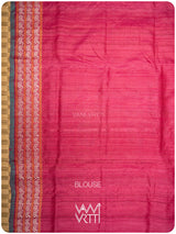 Emerald Green Pink Veena Pani Lata Master Weave Exclusive Handspun Tussar Silk Saree
