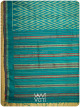 Firozi Blue Aziz Ikat Handspun Tussar Silk Saree