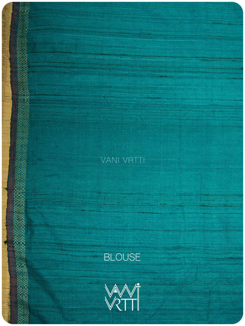 Firozi Blue Aziz Ikat Handspun Tussar Silk Saree