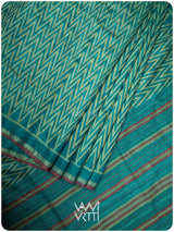 Firozi Blue Aziz Ikat Handspun Tussar Silk Saree