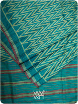 Firozi Blue Aziz Ikat Handspun Tussar Silk Saree