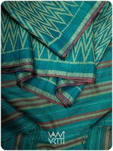 Firozi Blue Aziz Ikat Handspun Tussar Silk Saree