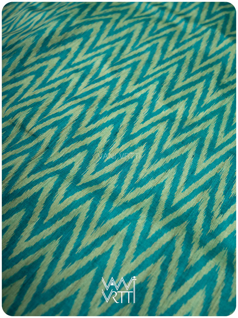Firozi Blue Aziz Ikat Handspun Tussar Silk Saree