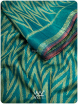 Firozi Blue Aziz Ikat Handspun Tussar Silk Saree