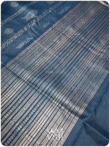 Indigo Matsya Rudraksha Bail Prakritik Natural Dyed Mulberry Silk Ikat Saree