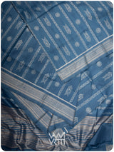 Indigo Matsya Rudraksha Bail Prakritik Natural Dyed Mulberry Silk Ikat Saree