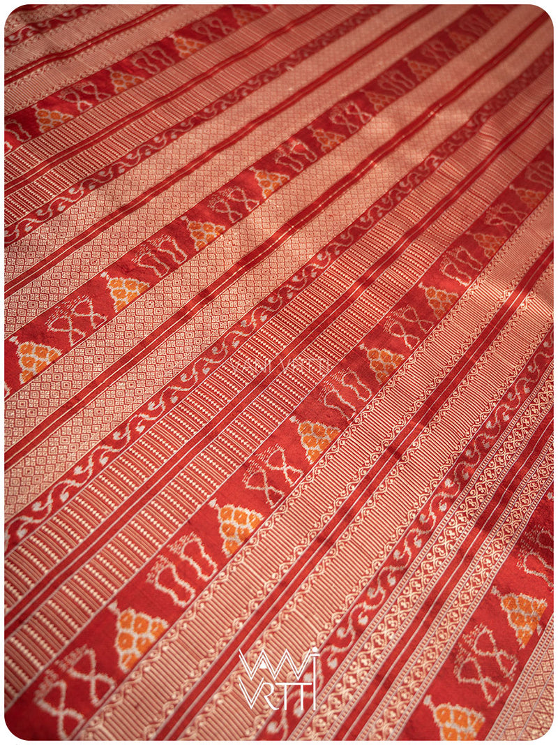 Shri Prakritik Indigo Madder Natural Dyed Mulberry Silk Ikat Saree